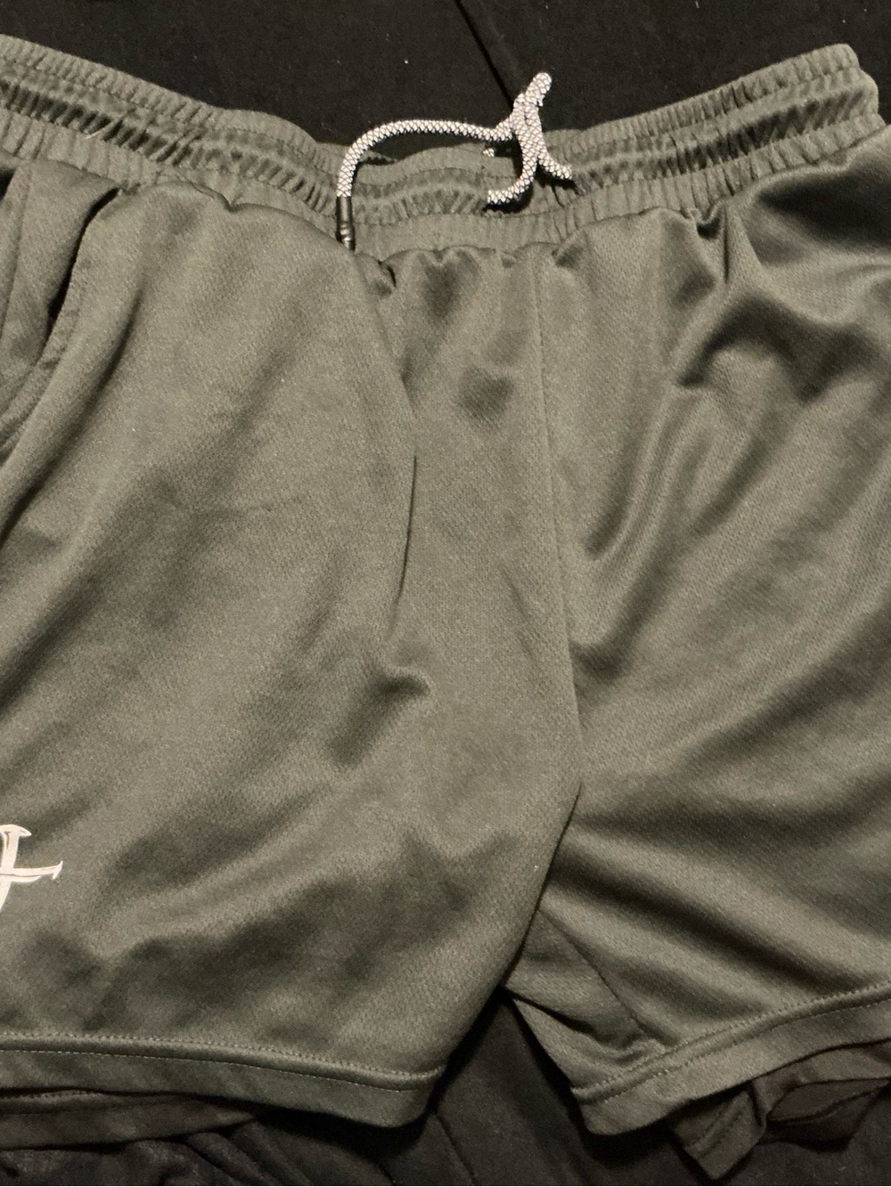 Men's Olive Athletic Drawstring Shorts with Subtle Logo